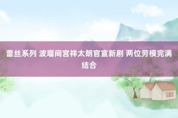 蕾丝系列 波瑠间宫祥太朗官宣新剧 两位劳模完满结合